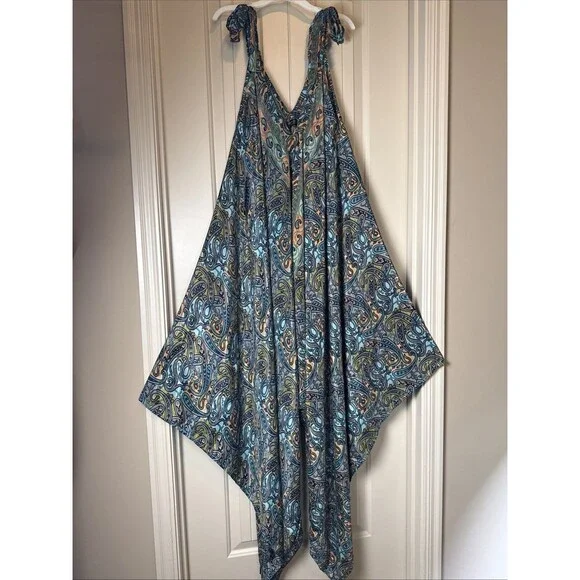 Corte Hindu 100% Silk Harem Jumpsuit Free Size NWT Festival Resort Summer (read) - Picture 5 of 12